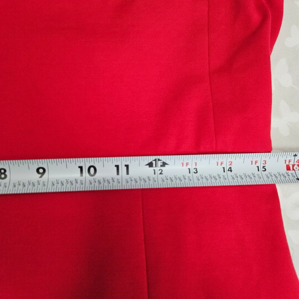 J.Crew Red Short Sleeve Fit & Flare Mini Dress 8 Tailored Minimalist Preppy Twee - Picture 9 of 10